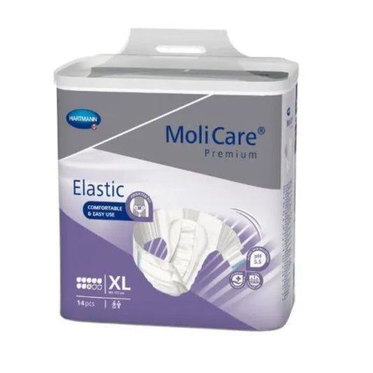 Molicare Premium Elastic Unisex 8 Drops XLarge Waist 140-175cm 3951ml Pack/14