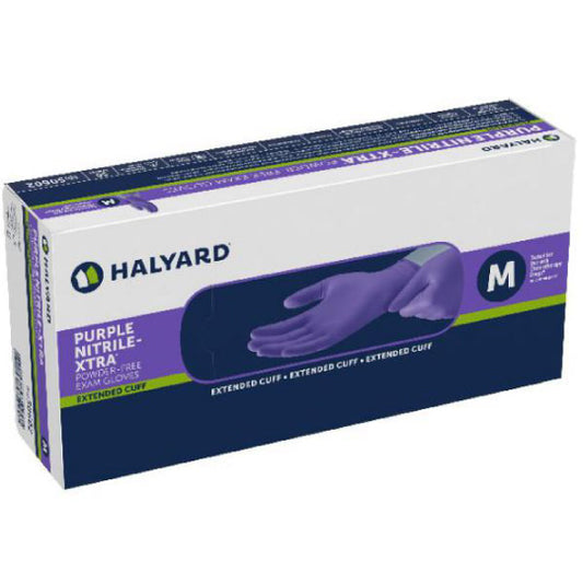 HALYARD Purple Nitrile Xtra Cytotoxic Glove Chemotherapy Long Cuff Box/50