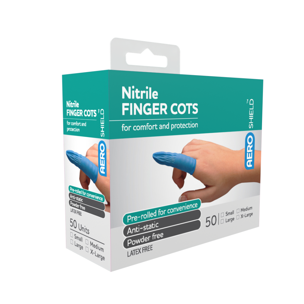 AEROSHIELD Large Nitrile Finger Cots Box/50
