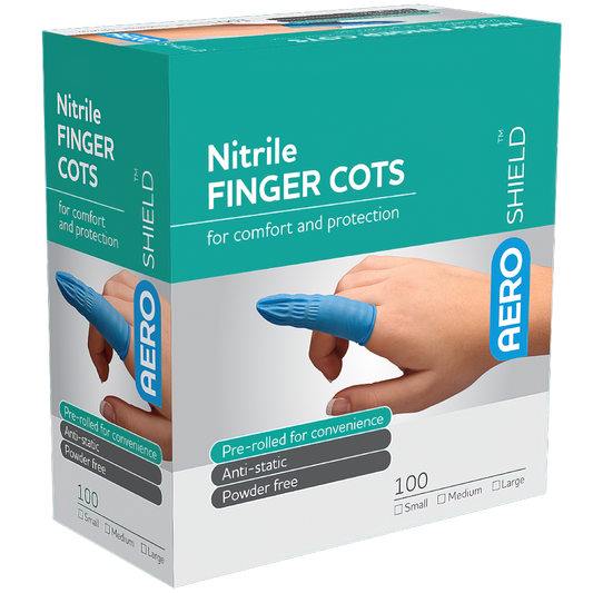 AEROSHIELD X-Large Nitrile Finger Cots Box/100 - Promed Supplies Pty Ltd
