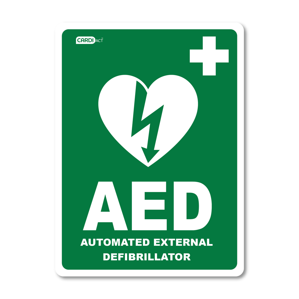 CARDIACT AED Sticker 22.5 x 30cm - Promed Supplies Pty Ltd