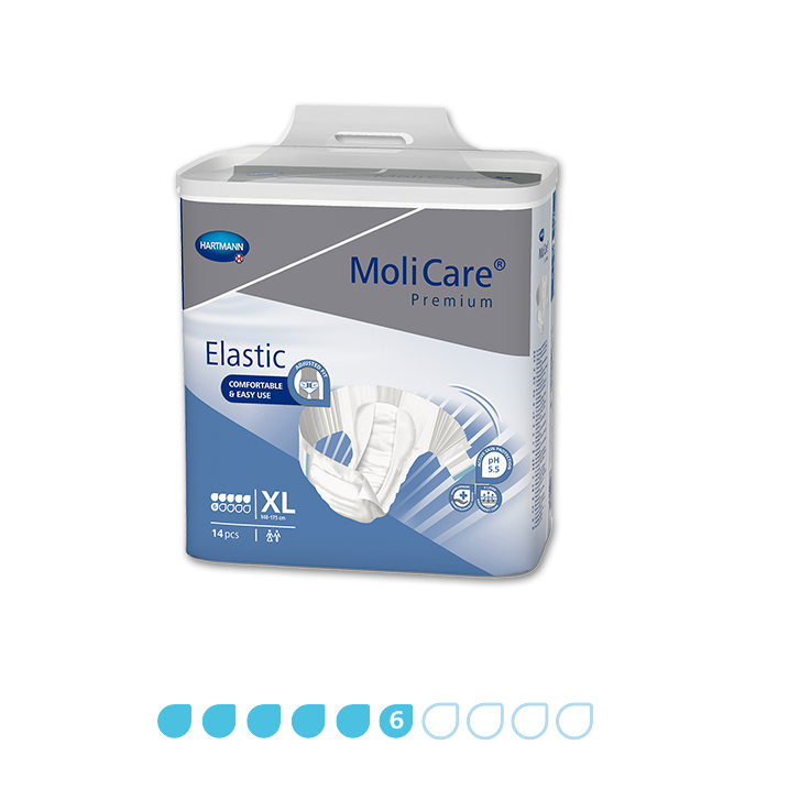 MoliCare Premium Elastic Unisex 6 Drops Briefs Extra Large 140-175cm 2786ml Pack/14