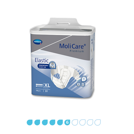 MoliCare Premium Elastic Unisex 6 Drops Briefs Extra Large 140-175cm 2786ml Pack/14