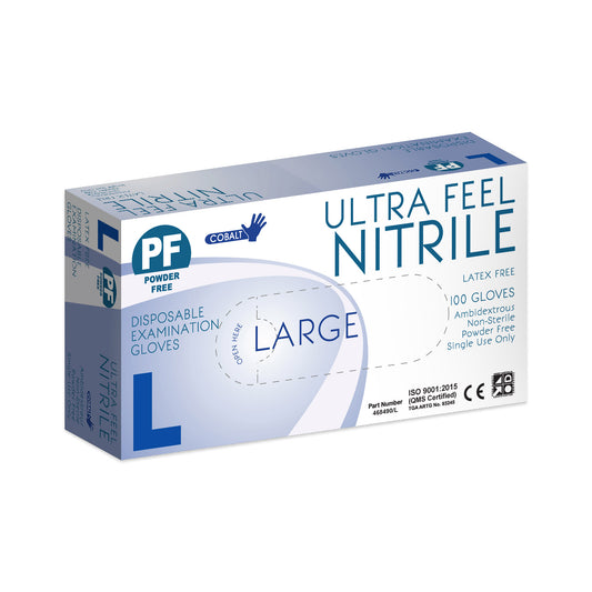 Ultra Feel® Disposable Examination Nitrile Cobalt Gloves Chemo-Tested Powder-Free Box/100