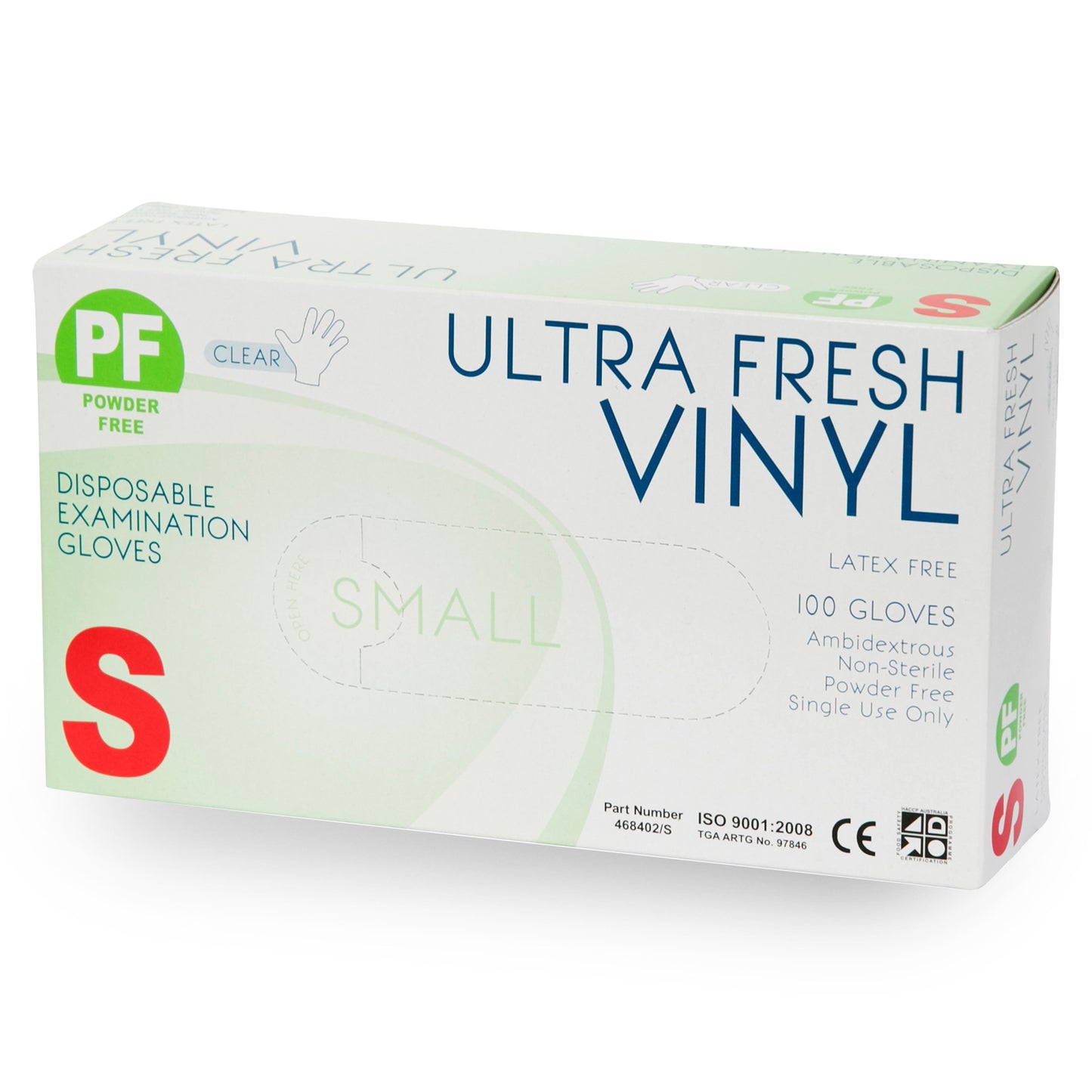 ULTRA FRESH Vinyl Disposable Powder Free Gloves (Clear) Box/100
