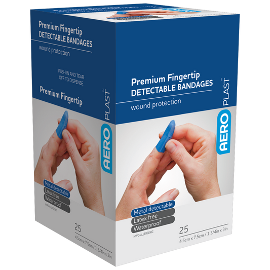 AEROPLAST Premium Detectable Fingertip Dressing 7.5 x 4.5cm Box/25