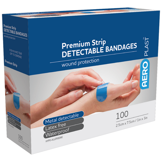 AEROPLAST Premium Detectable X-Wide Strip 7.5 x 2.5cm Box/100 - Promed Supplies Pty Ltd