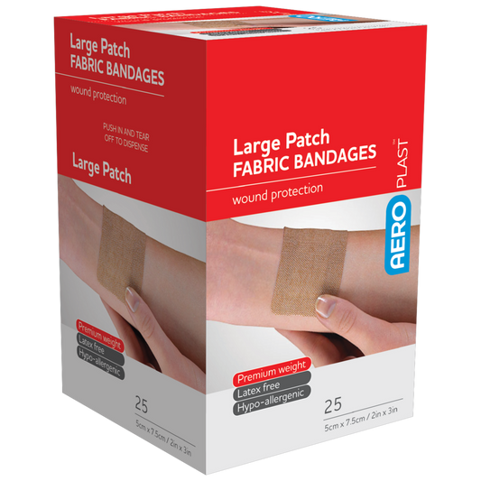 AEROPLAST Premium Fabric Large Patch 7.5 x 5cm Box/25 - Promed Supplies Pty Ltd